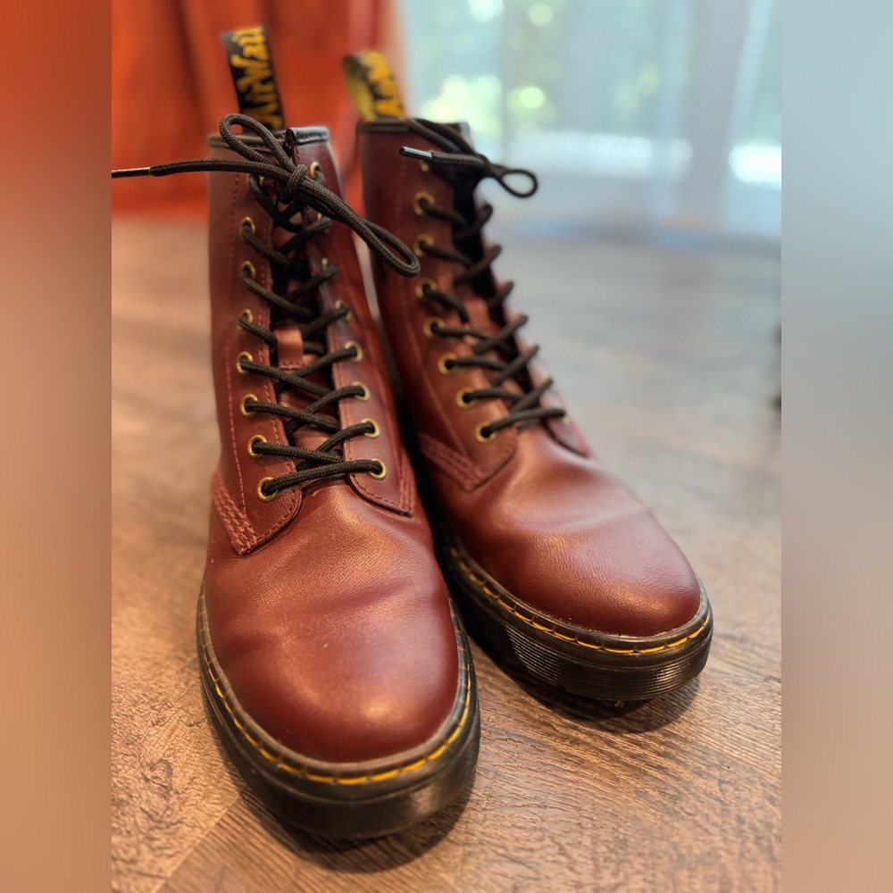 Dr. Martens Women's Burgundy Leather Boots